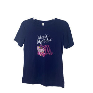 Alice in Wonderland Cheshire Cat T-Shirt Sz S Bella Canvas "We're All Mad Here"